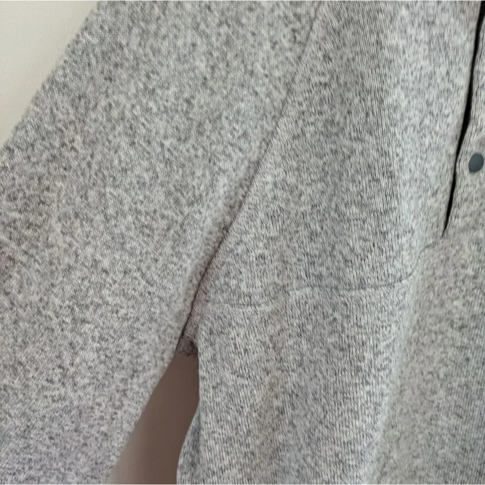 J.Crew Sweater Fleece Button Mock neck Pullover Sweatshirt Light Grey Nordic XL